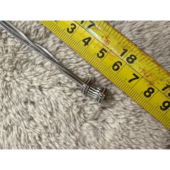 Triple Strand Necklace Silver Tone With Decorative Barrel Clasp 18" - Picture 5 of 5